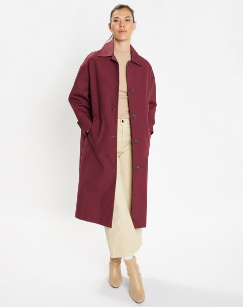 Imperméable long et oversize en Coton bio Louis bordeaux