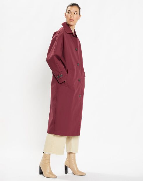 Imperméable long et oversize en Coton bio Louis bordeaux