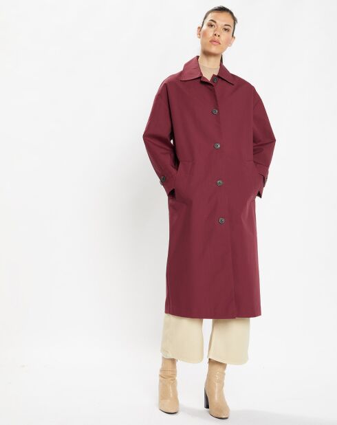 Imperméable long et oversize en Coton bio Louis bordeaux