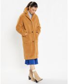 Manteau mi-long Chamois effet Sherpa camel