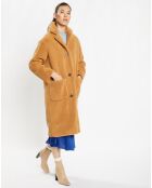 Manteau mi-long Chamois effet Sherpa camel