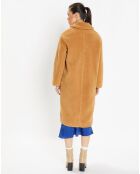 Manteau mi-long Chamois effet Sherpa camel