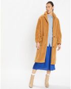 Manteau mi-long Chamois effet Sherpa camel