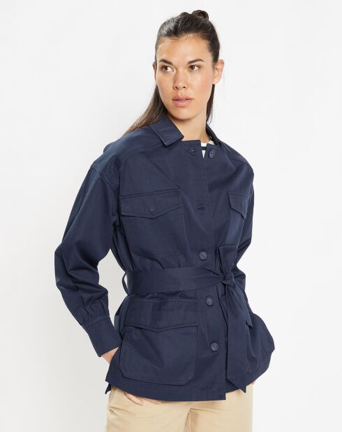 Veste Saharienne en Coton épais bleu marine