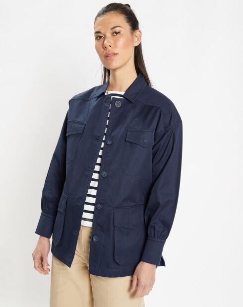 Veste Saharienne en Coton épais bleu marine