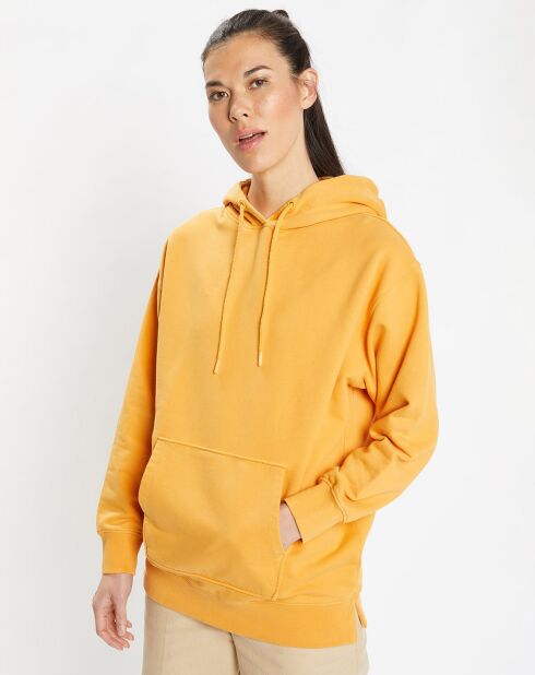 Sweat en Coton bio Raffut à capuche jaune moutarde