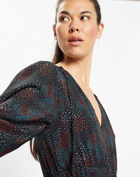 Robe longue et plissée Gaia noire