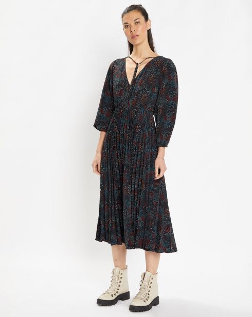 Robe longue et plissée Gaia noire