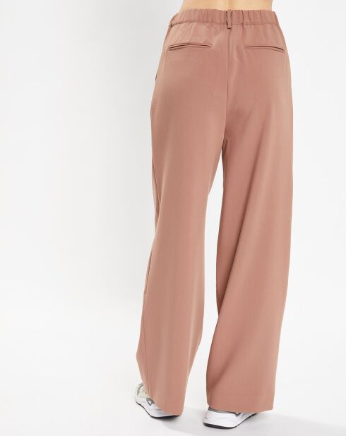 Pantalon large Romeo à ceinture élastiquée marron moyen