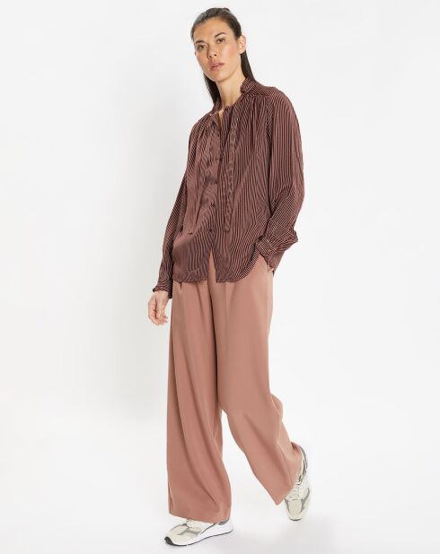 Chemise fluide col lavallière Gemma marron