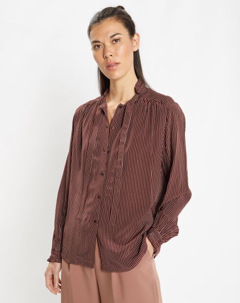 Chemise fluide col lavallière Gemma marron