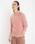 Pull en Maille pointelle mousseuse vieux rose