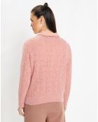 Pull en Maille pointelle mousseuse vieux rose