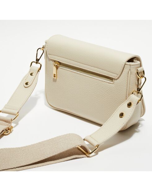 Sac bandoulière en Cuir Mariam beige - 22x16x6.5 cm