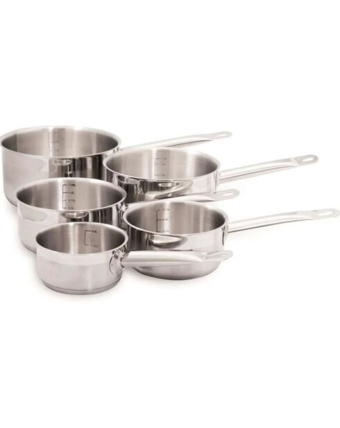 5 Casseroles Gastronomie induction inox - D.12/14/16/18/20 cm