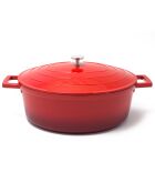 Cocotte ovale + couvercle Nuage induction rouge -  6.6L