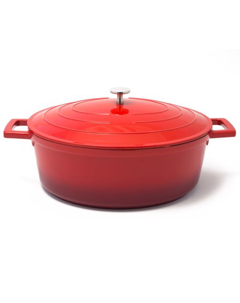 Cocotte ovale + couvercle Nuage induction rouge -  6.6L