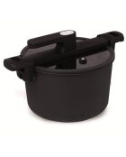 Cuiseur basse pression avec couvercle verre induction noir - 37x25.5x22 cm