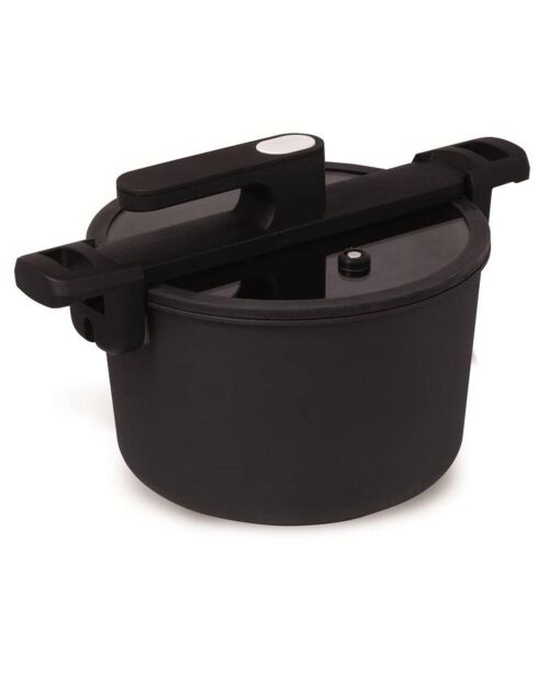 Cuiseur basse pression avec couvercle verre induction noir - 37x25.5x22 cm