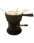 Mini service à fondue savoyarde en fonte noire - 4 personnes  - 22.5x14x6 cm