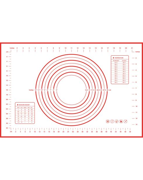 Tapis à pâtisserie  blanc/rouge - 60x40 cm