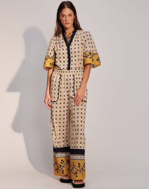 Francine gele elastische broek