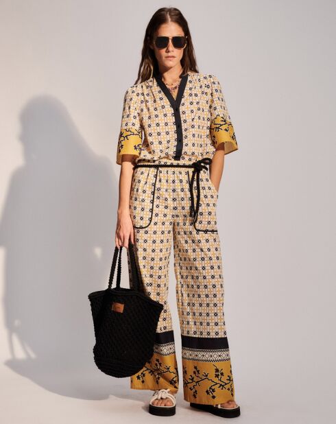 Francine gele elastische broek