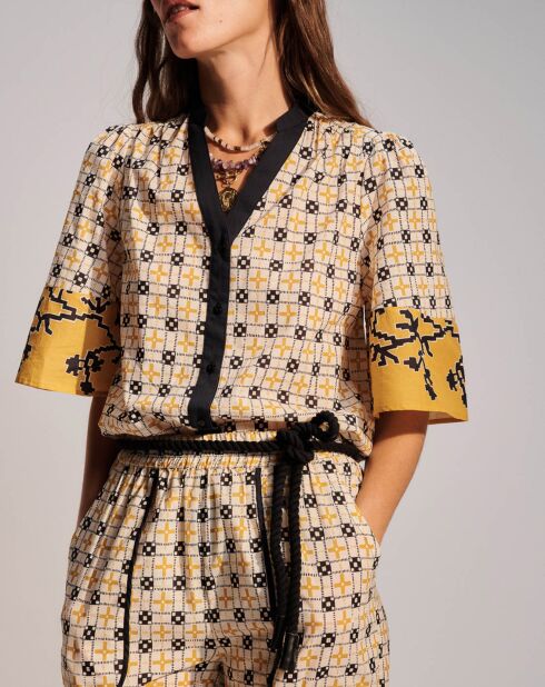 Francine gele elastische broek