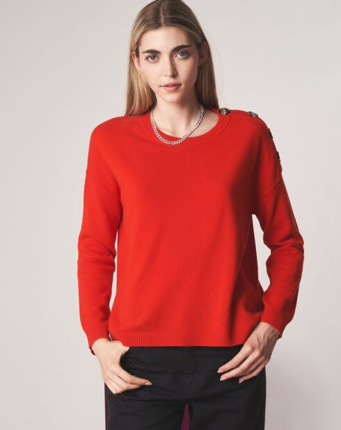 Pull 100% Laine Merinos Col rond Florence orange