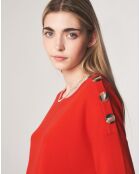 Pull 100% Laine Merinos Col rond Florence orange