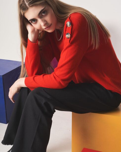 Pull 100% Laine Merinos Col rond Florence orange