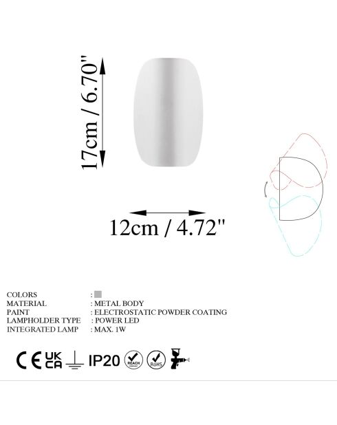 Applique murale Heybe chromé - 17x12x13 cm