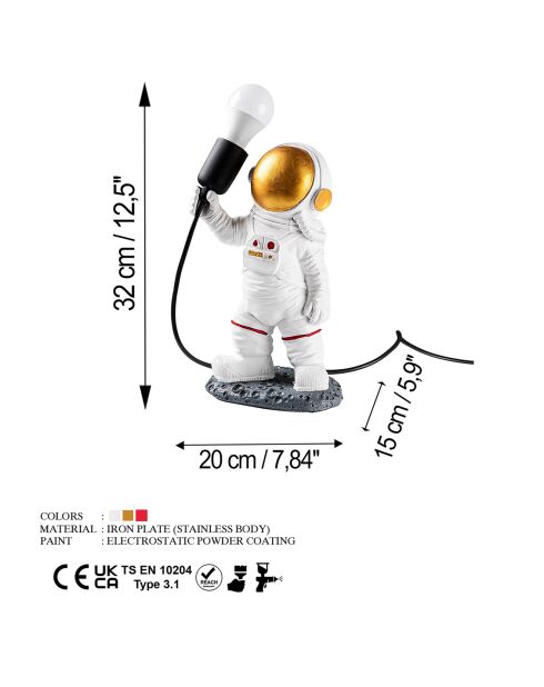 Lampada da tavolo Astronaut multicolore - 30x32x15 cm