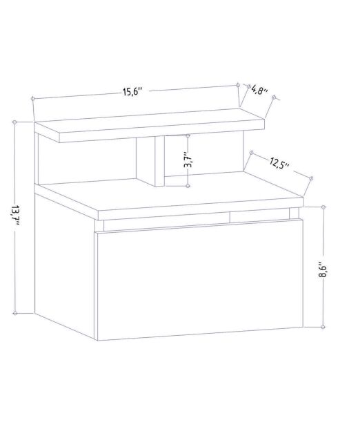 Table de chevet Alice anthracite - 39.8x31.9x35 cm