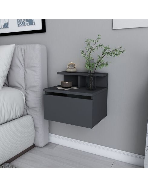 Table de chevet Alice anthracite - 39.8x31.9x35 cm