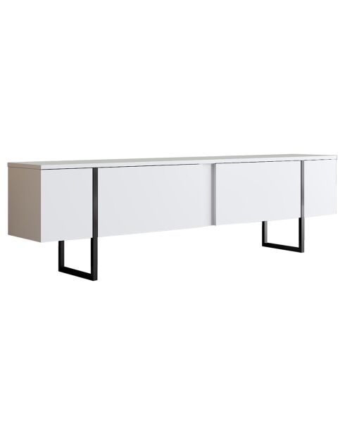 Meuble TV Luxe noir/blanc - 180x30x50 cm