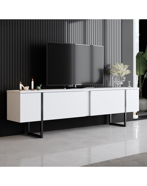 Meuble TV Luxe noir/blanc - 180x30x50 cm
