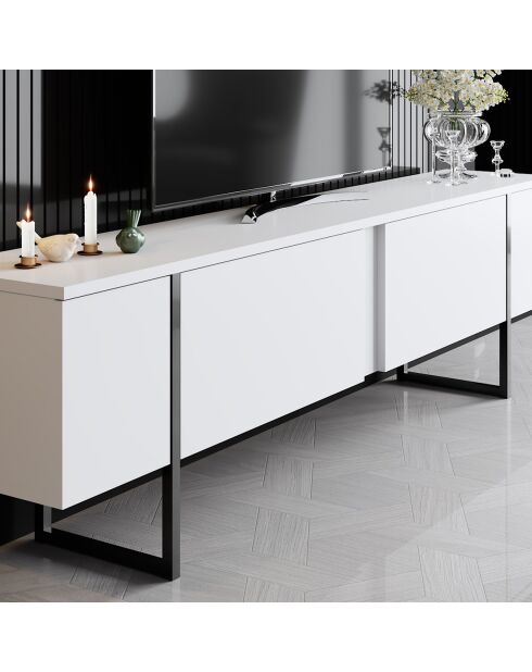 Meuble TV Luxe noir/blanc - 180x30x50 cm