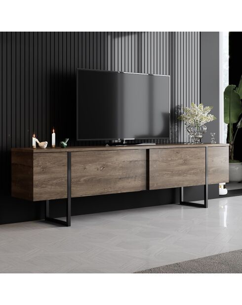 Meuble TV Luxe noyer/noir - 180x30x50 cm