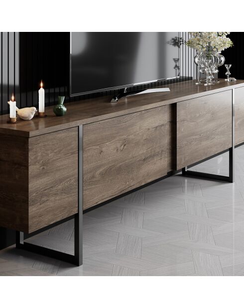 Meuble TV Luxe noyer/noir - 180x30x50 cm