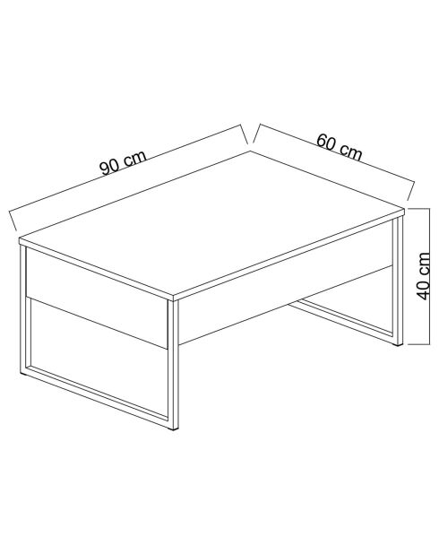 Table basse Luxe anthracite/noir - 90x60x40 cm