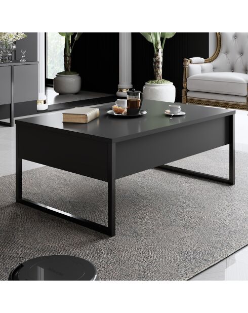 Table basse Luxe anthracite/noir - 90x60x40 cm