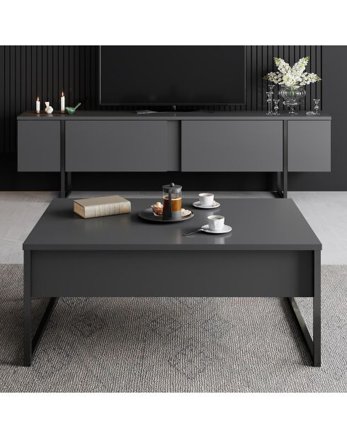 Table basse Luxe anthracite/noir - 90x60x40 cm