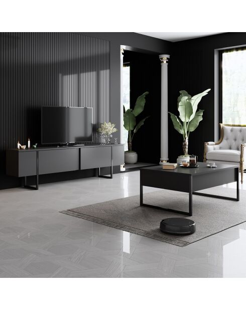 Table basse Luxe anthracite/noir - 90x60x40 cm