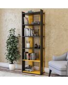 Bibliothèque Sakran anthracite/jaune - 63x180x32 cm