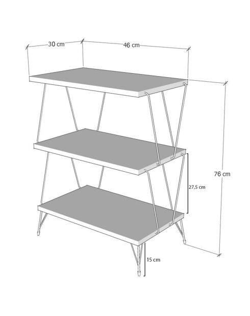 Meuble d'appoint Lazandos pin - 48x75x31 cm
