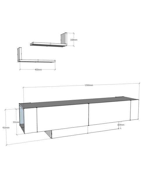Meuble TV Matera blanc - 150x41.6x31.5 cm