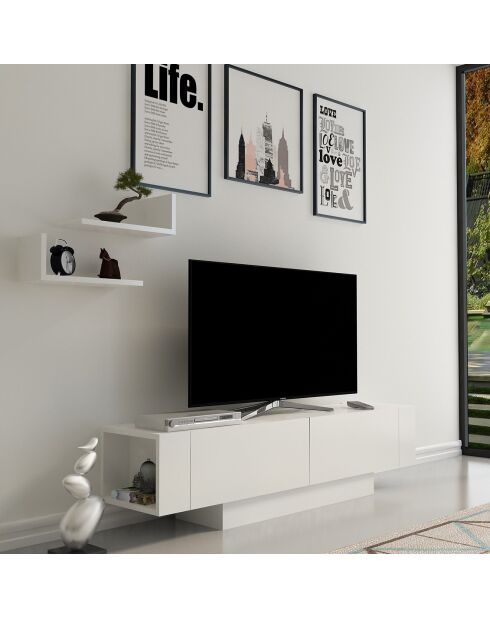 Meuble TV Matera blanc - 150x41.6x31.5 cm