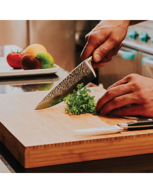 Couteau santoku martelé cm avec protection de lame Carbon noir - 30x3x3 cm