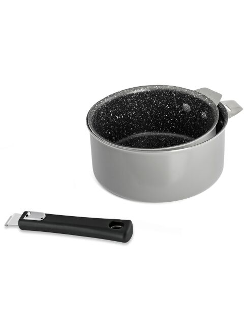 2 Casseroles + 1 poignée Studio grises - D.16/18 cm